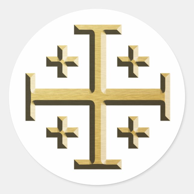 Jerusalem Cross - Gold Beveled Edition Runder Aufkleber (Vorderseite)