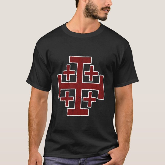 Jerusalem Cross Templar Ritter T-Shirt (Vorderseite)