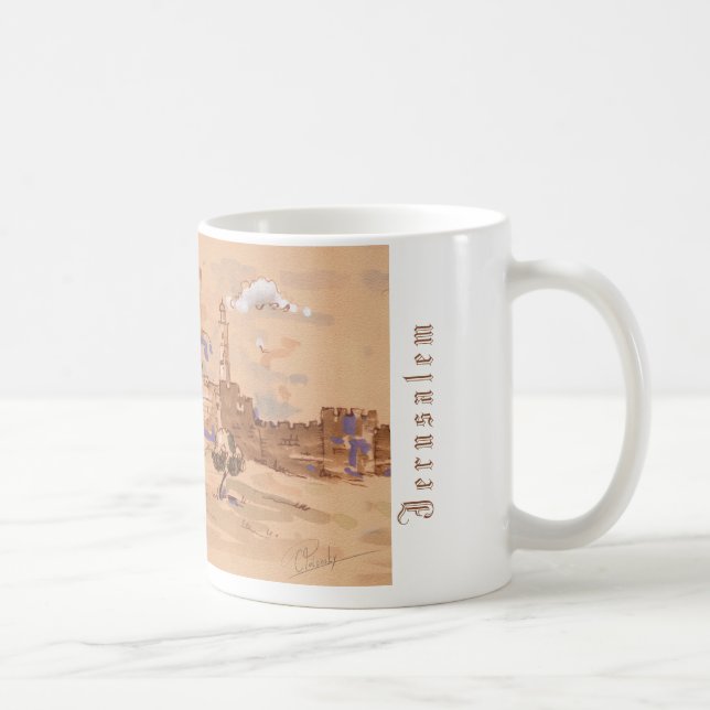 Jerusalem David Old City Wasserfarbenmalerei ART Kaffeetasse (Rechts)