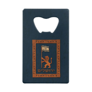 Jerusalem Day Löwe mit Fahne Kreditkarten Flaschenöffner