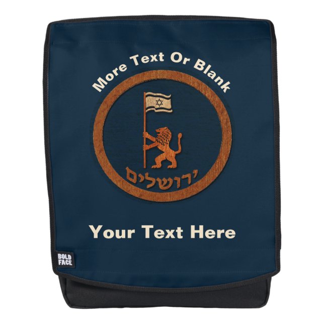 Jerusalem Day Löwe mit Fahne Rucksack (Vorderseite)