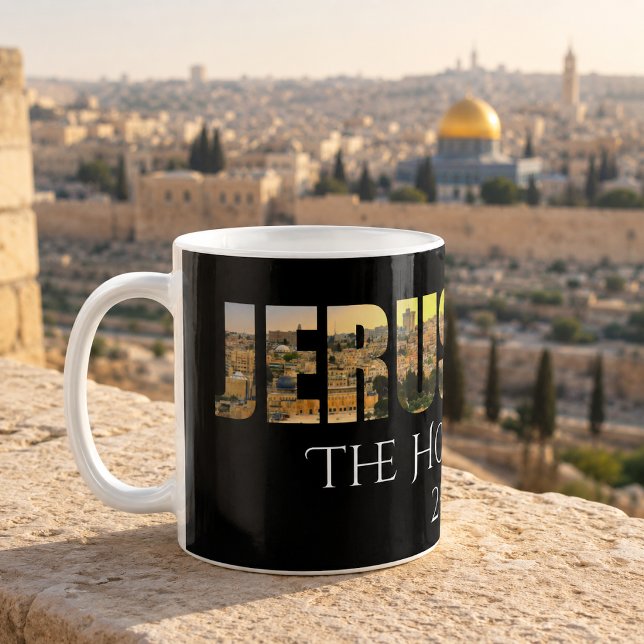 Jerusalem, die heilige Stadt Schwarz Kaffeetasse (Von Creator hochgeladen)