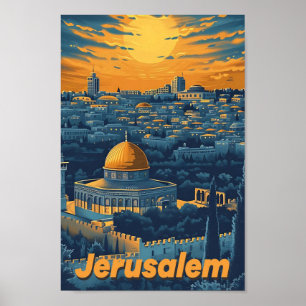 Jerusalem Die Vintage KunstIllustration der Heilig Poster