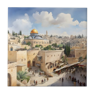 Jerusalem Israel Aquarellkunst Fliese