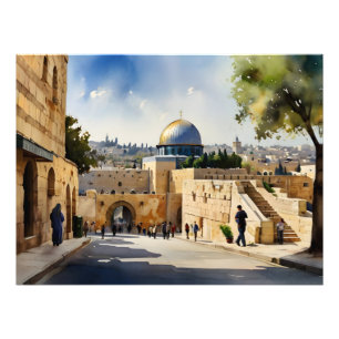 Jerusalem Israel Aquarellkunst Fotodruck