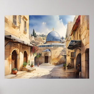 Jerusalem Israel Aquarellkunst Poster