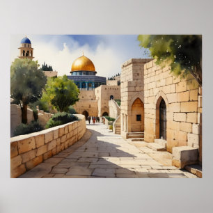 Jerusalem Israel Aquarellkunst Poster