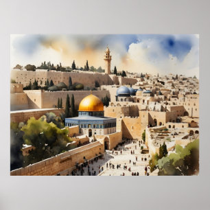 Jerusalem Israel Aquarellkunst Poster