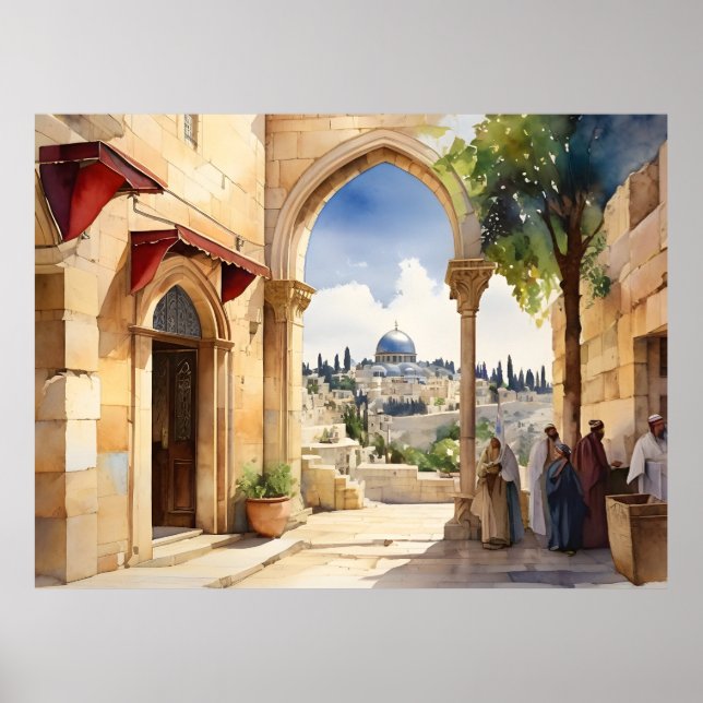 Jerusalem Israel Aquarellkunst Poster (Vorne)