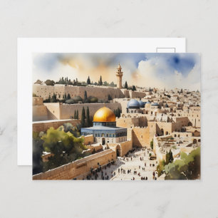 Jerusalem Israel Aquarellkunst Postkarte