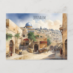 Jerusalem Israel Aquarellkunst Postkarte