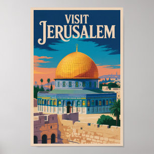 Jerusalem Israel Illustration Reise Kunst Vintage Poster