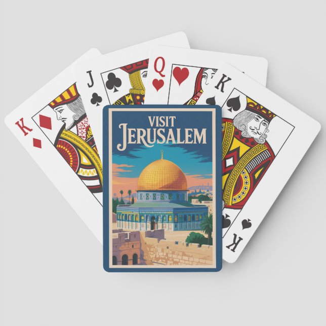 Jerusalem Israel Illustration Travel Art Vintage Spielkarten (Rückseite)