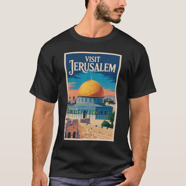 Jerusalem Israel Illustration Travel Art Vintage T-Shirt (Vorderseite)