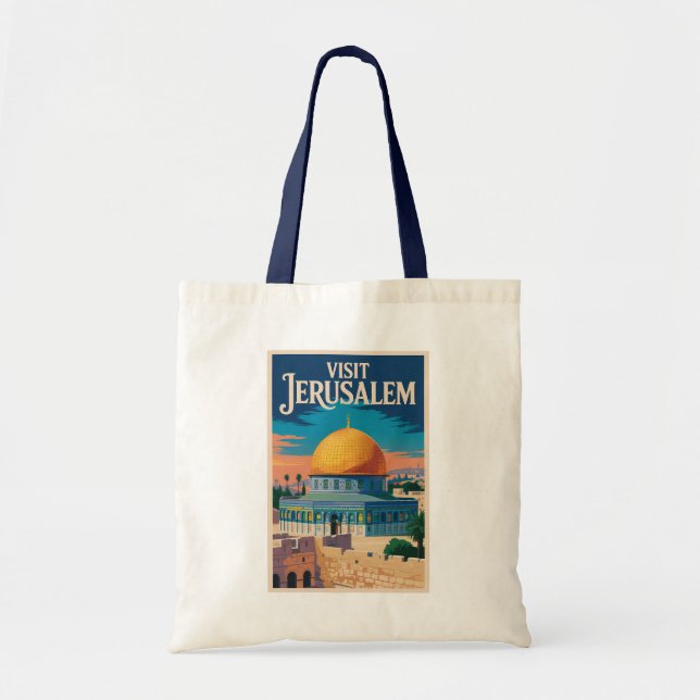 Jerusalem Israel Illustration Travel Art Vintage Tragetasche (Vorne)
