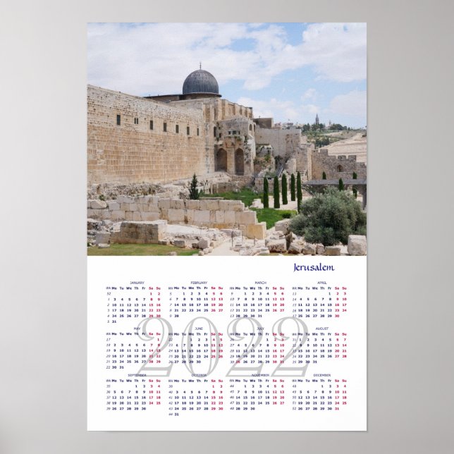 Jerusalem, Israel. Kalender 2022 Poster (Vorne)