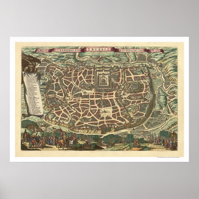 Jerusalem Israel Karte 1660 Poster (Vorne)
