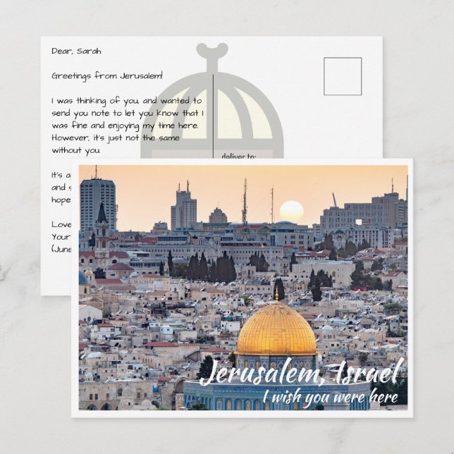 Jerusalem Israel mit Kuppel des Felsens Postkarte (Vorne/Hinten)