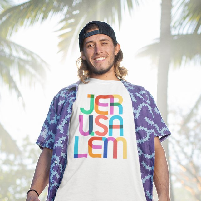 Jerusalem Israel Pop Kunstbriefe T-Shirt (Von Creator hochgeladen)