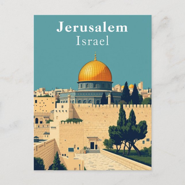 Jerusalem, Israel Retro Art Postkarte (Vorderseite)