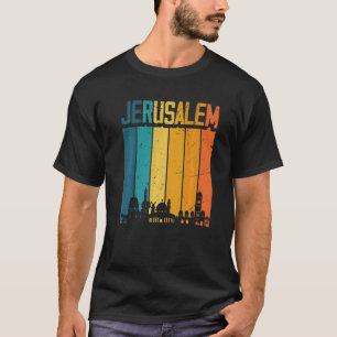 Jerusalem Israel Retro Vintag Sunset Skyline Jeru T-Shirt