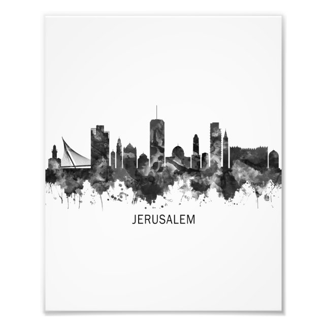 Jerusalem Israel Skyline BW Fotodruck (Vorne)