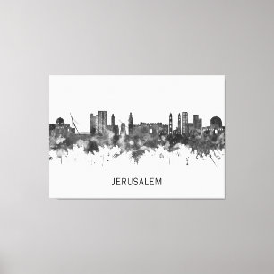 Jerusalem Israel Skyline BW Leinwanddruck