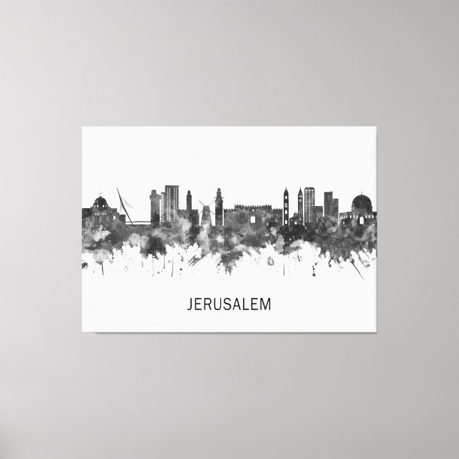 Jerusalem Israel Skyline BW Leinwanddruck (Vorderseite)