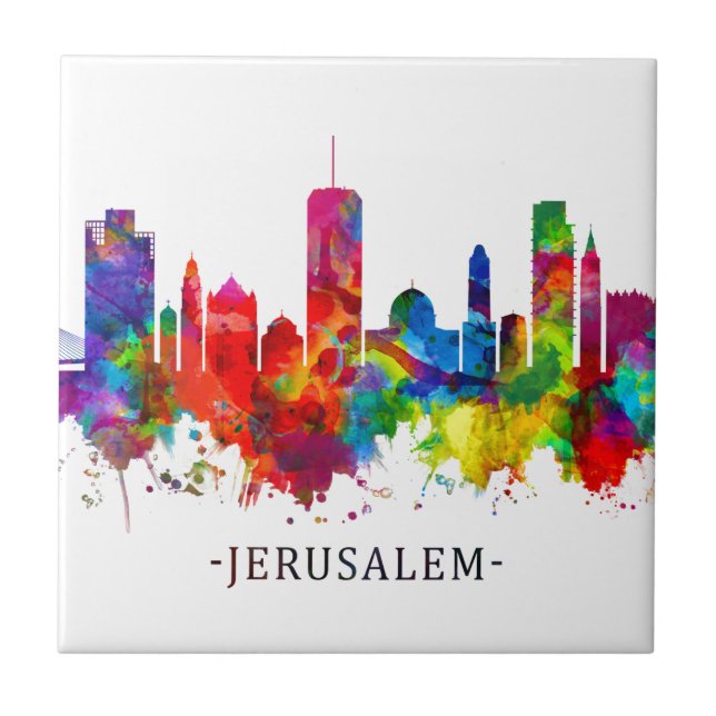 Jerusalem Israel Skyline Fliese (Vorderseite)