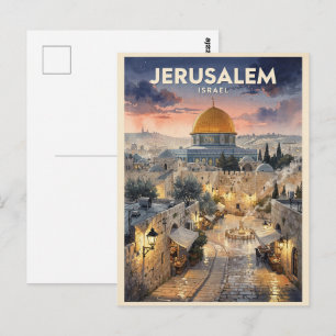 Jerusalem Israel Vintage Reise Postkarte