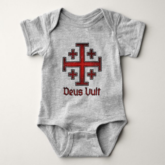 Jerusalem Knight Templar Kreuzfahrer Kreuz Christl Baby Strampler (Vorderseite)