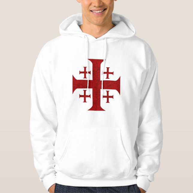 Jerusalem-Kreuz, beunruhigt Hoodie (Vorderseite)