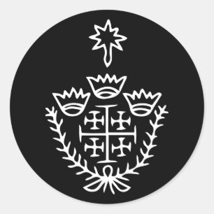 Jerusalem-Kreuz historisches Pilgertattoo-Siegel Runder Aufkleber
