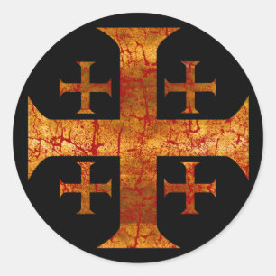 Jerusalem-Kreuz, in Bedrängnis Runder Aufkleber