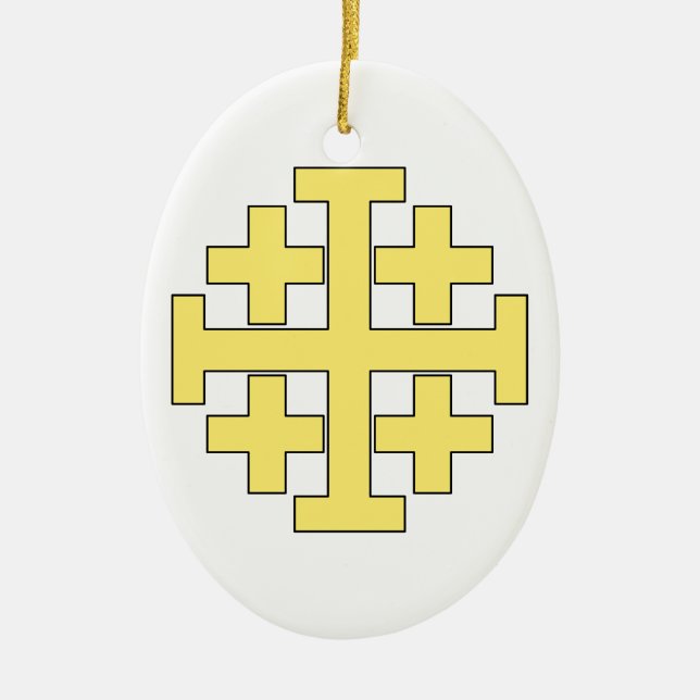 Jerusalem-Kreuz Keramik Ornament (Vorne)