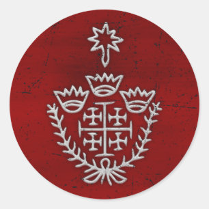 Jerusalem-Kreuz-Pilger-Tattoo-Stempel rot Runder Aufkleber