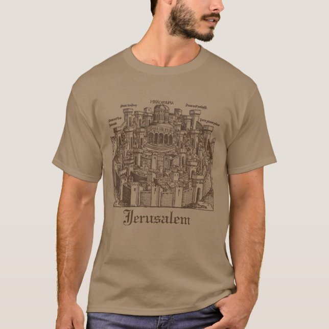 Jerusalem, mittelalterlicher Holzschnitt T-Shirt (Vorderseite)