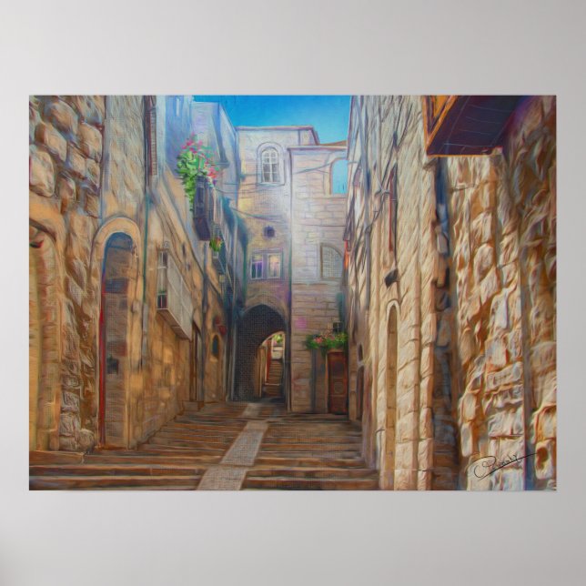 Jerusalem Old Street David City Israel Fine Art Ar Poster (Vorne)