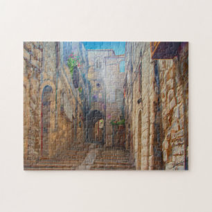 Jerusalem Old Street David City Israel Fine Art Ar Puzzle