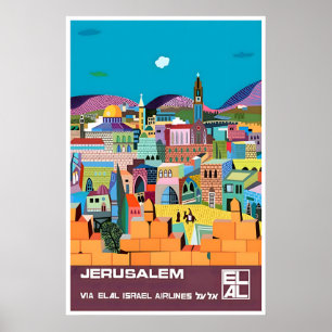 Jerusalem Reiseplakat Vintage Israel Druck Poster