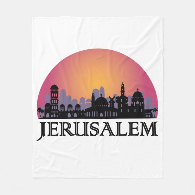 Jerusalem Skyline - Israel Travel Fleecedecke (Vorderseite)