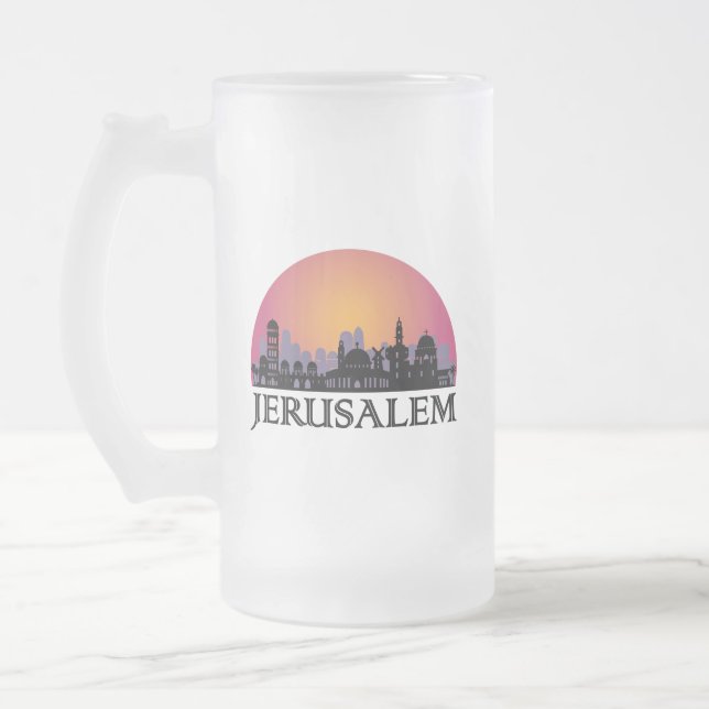 Jerusalem Skyline - Israel Travel Mattglas Bierglas (Links)