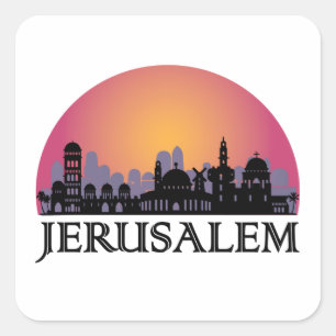 Jerusalem Skyline - Israel Travel Quadratischer Aufkleber