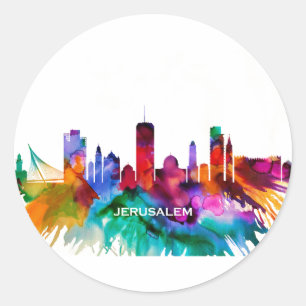 Jerusalem Skyline Runder Aufkleber