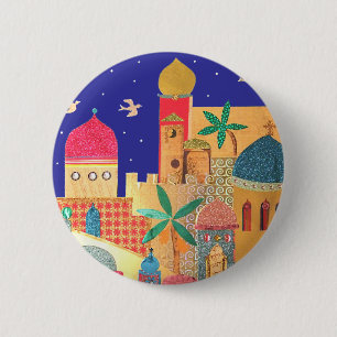 Jerusalem-Stadt-bunte Kunst Button