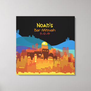 JERUSALEM STADT GOLD Bat Mitzvah Sign-In Board Leinwanddruck