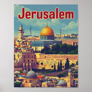 Jerusalem Vintage-Kunst-Reiseillustration Poster