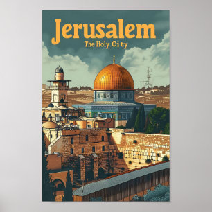 Jerusalem Vintage Kunstreise Illustration Poster