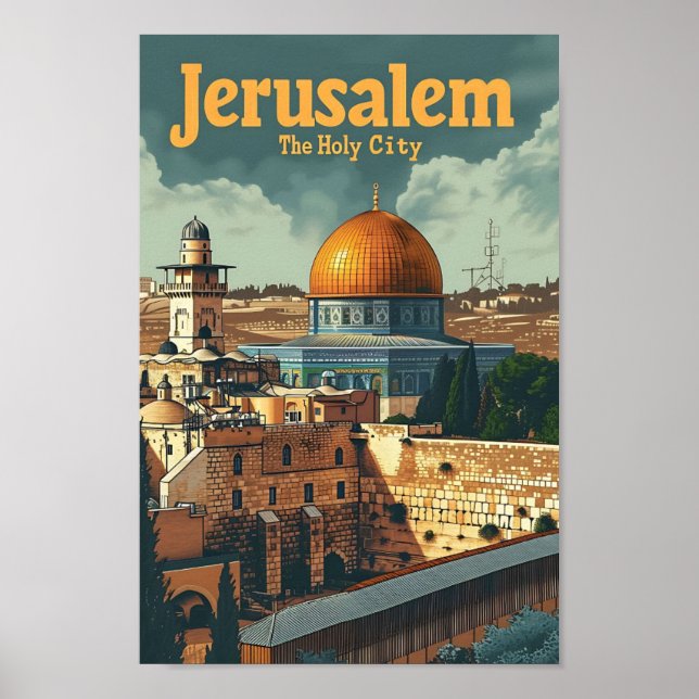 Jerusalem Vintage Kunstreise Illustration Poster (Vorne)