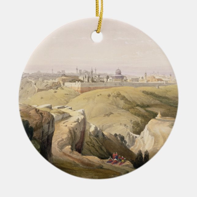 Jerusalem vom Ölberg, am 8. April 1839 Keramik Ornament (Vorne)